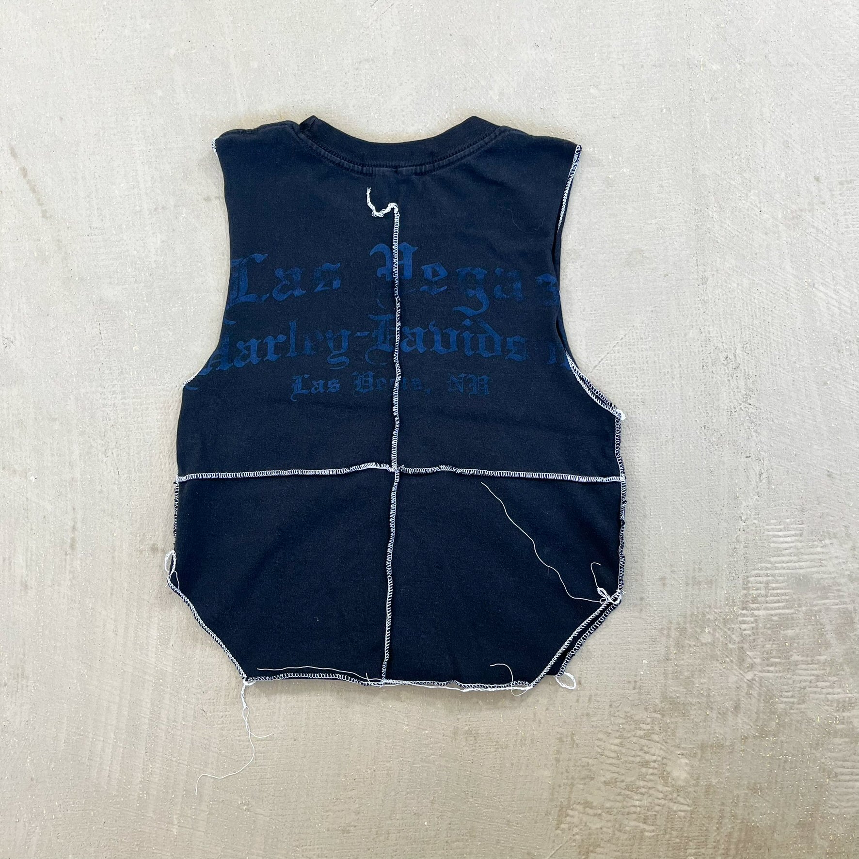 F- HOM Harley Davidson Las Vegas Reworked Dbl Stitch Crop Top