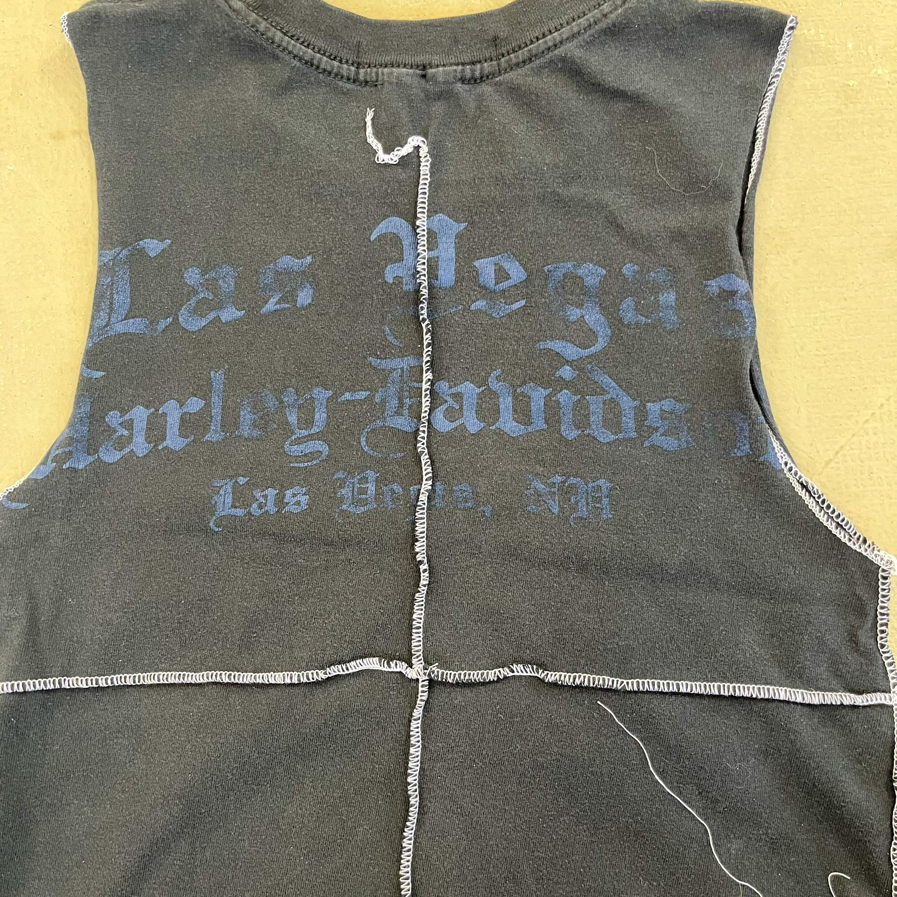 F- HOM Harley Davidson Las Vegas Reworked Dbl Stitch Crop Top
