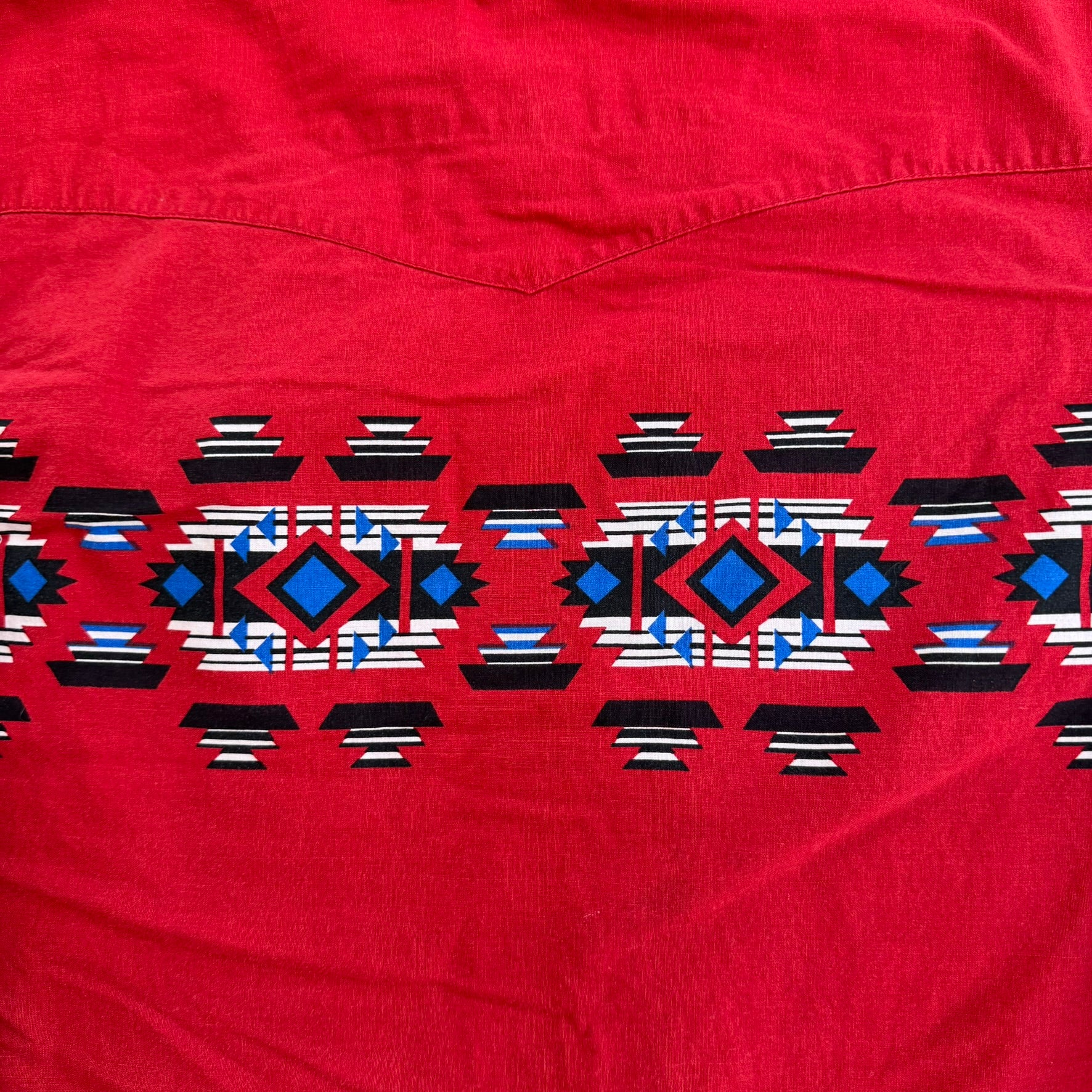 J- Vintage Wrangler Western Graphic Red Snap Button Down Shirt - L