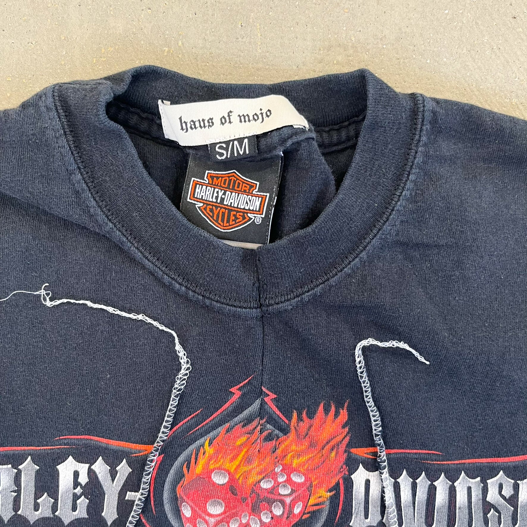 F- HOM Harley Davidson El Paso Texas Reworked Dbl Stitch Crop Top