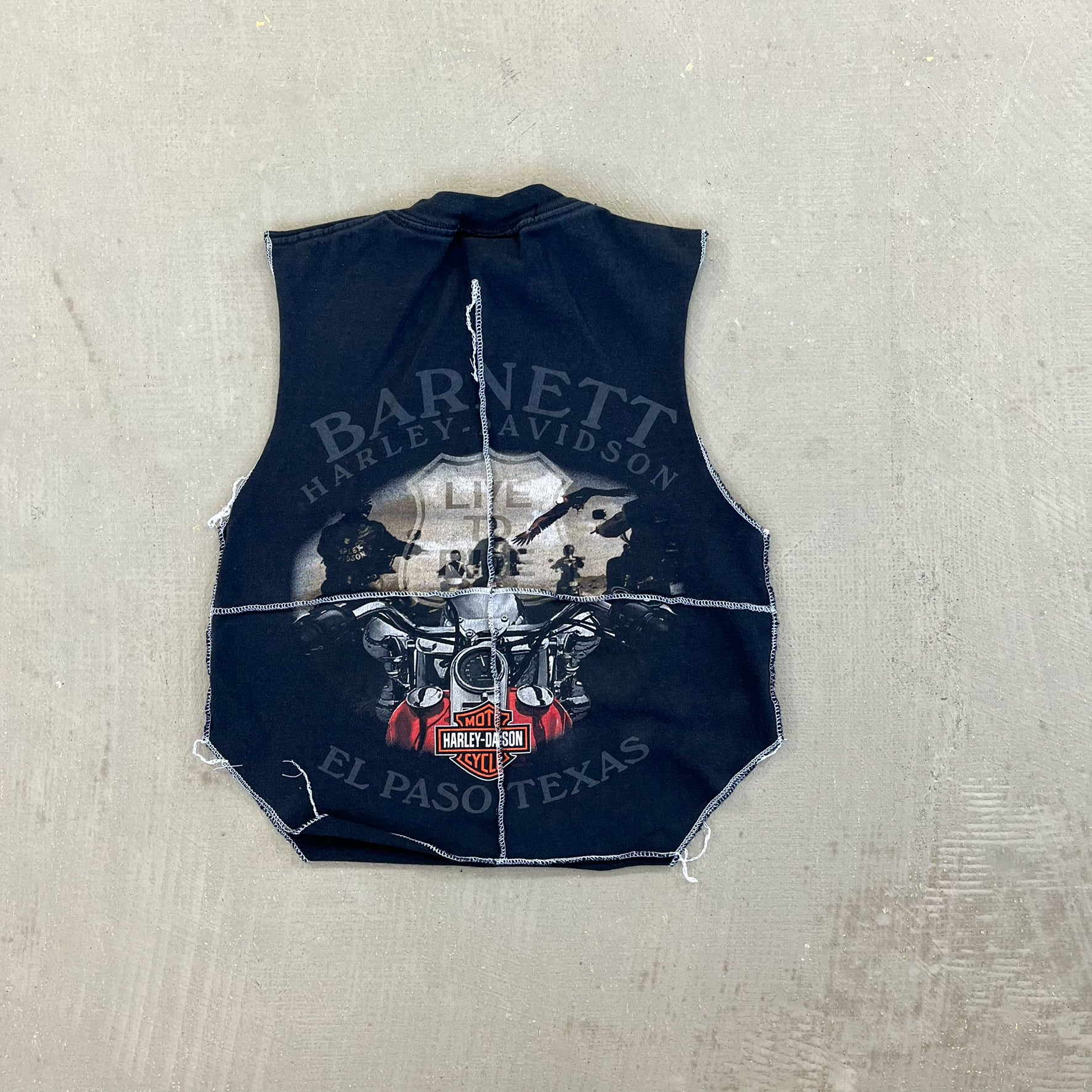 F- HOM Harley Davidson El Paso Texas Reworked Dbl Stitch Crop Top