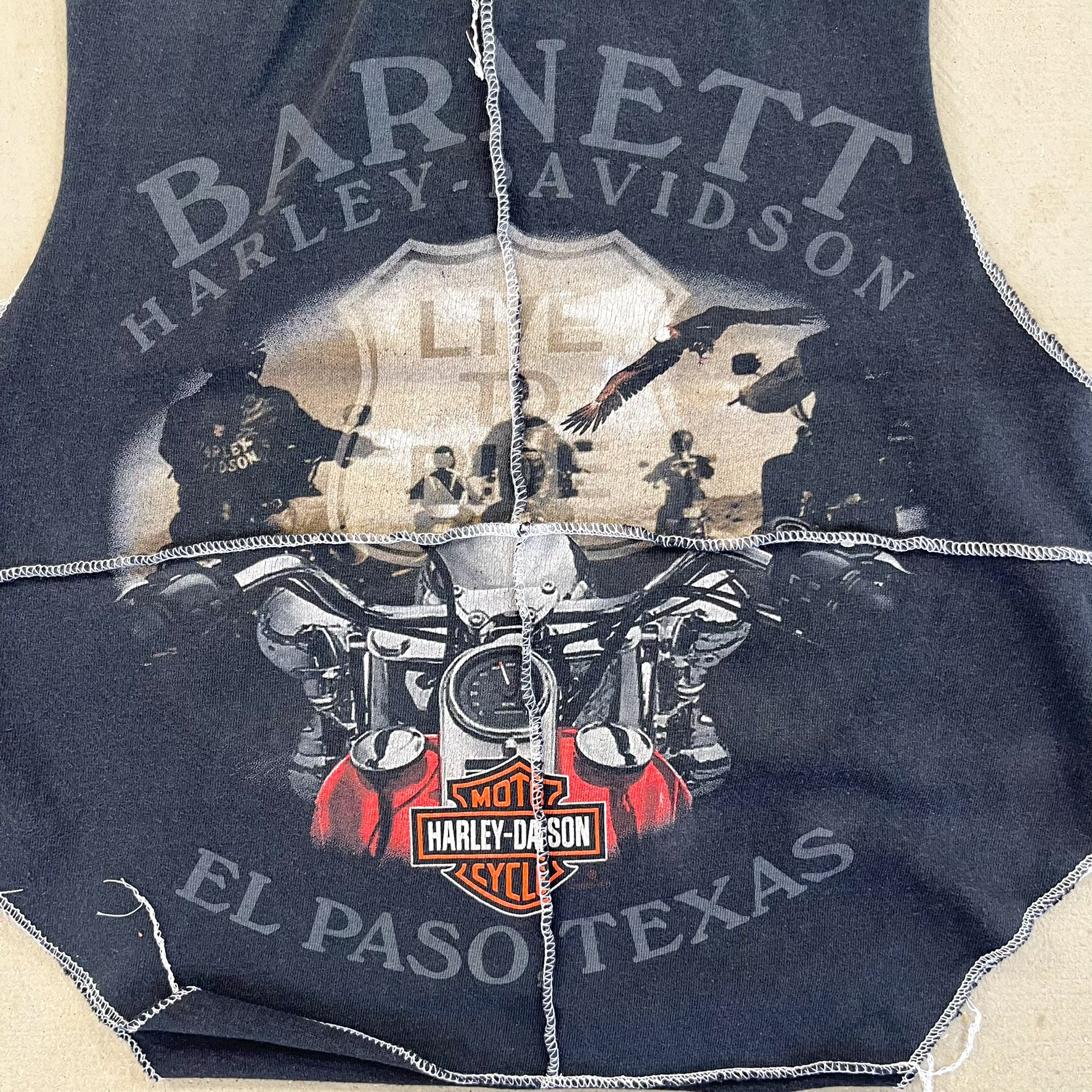 F- HOM Harley Davidson El Paso Texas Reworked Dbl Stitch Crop Top