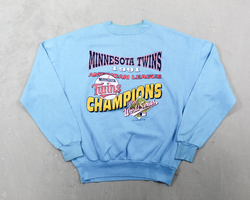 D- Vintage 1991 Minnesota Twins MLB World Series Champ Crewneck