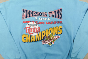 D- Vintage 1991 Minnesota Twins MLB World Series Champ Crewneck