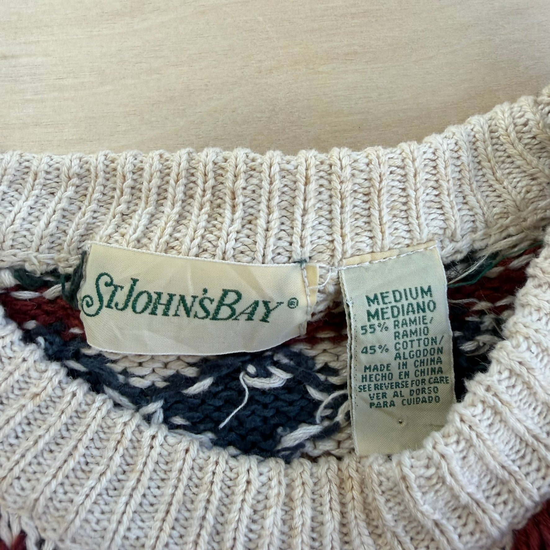 J- Vintage St John's Bay Patterned Knit Sweater - M