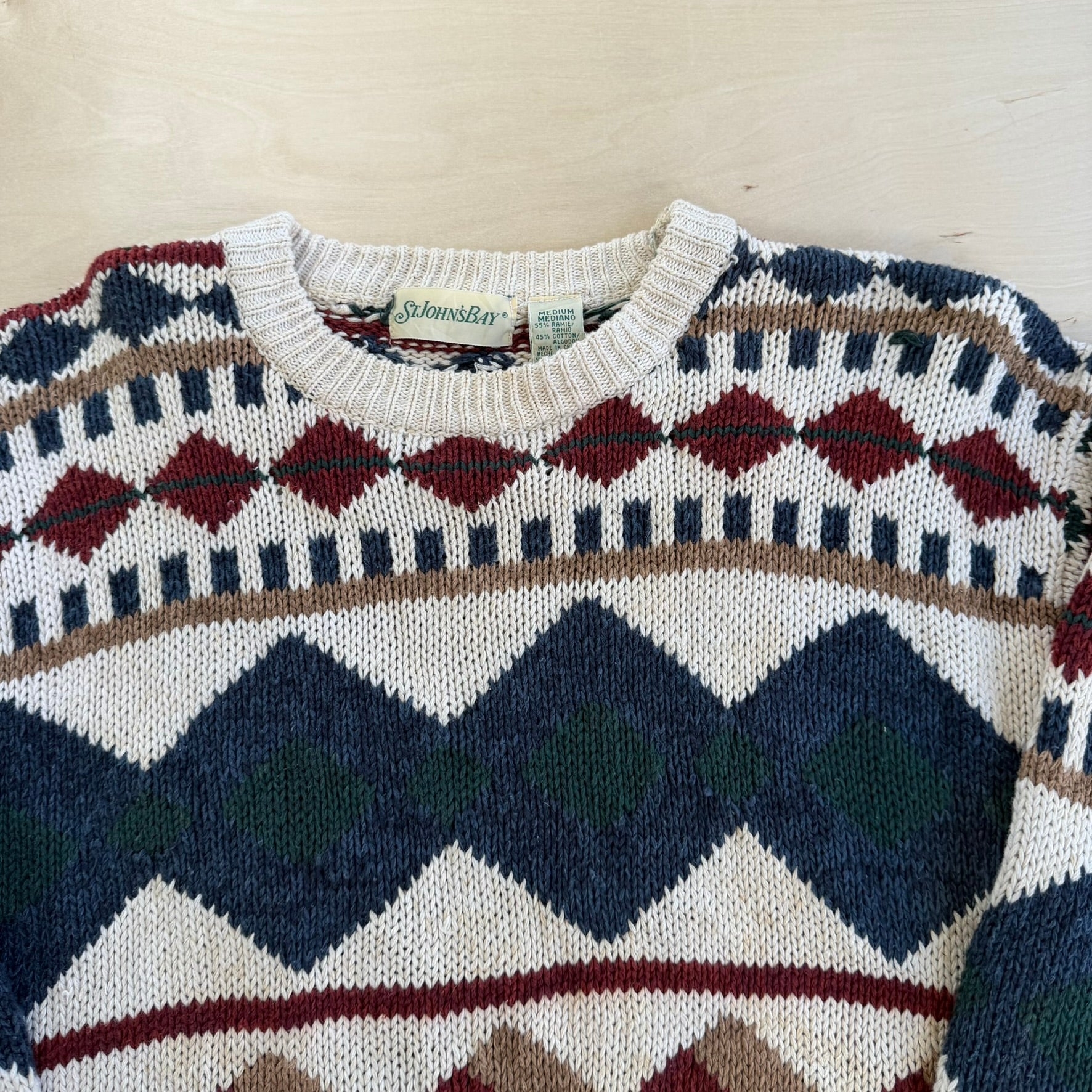 J- Vintage St John's Bay Patterned Knit Sweater - M