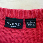 J- Vintage Guess Jeans USA Embroidered Text Knit Sweater - XL