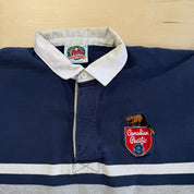 J- Vintage Barbarian Rugbywear Canadian Pacific Embroidered Patch Long Sleeve Rugby Shirt - 3XL