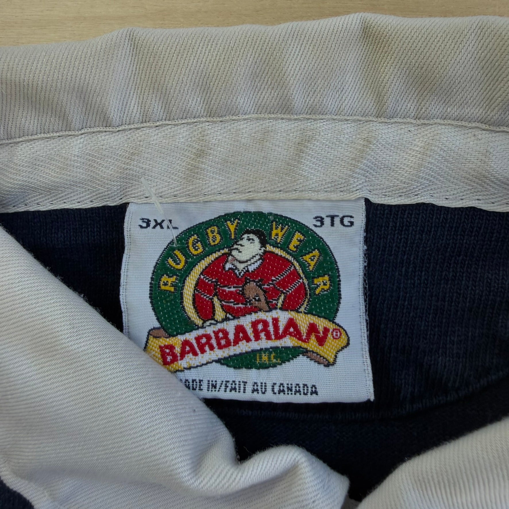 J- Vintage Barbarian Rugbywear Canadian Pacific Embroidered Patch Long Sleeve Rugby Shirt - 3XL