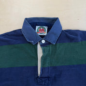 J- Vintage Barbarian Rugbywear Navy/Green Long Sleeve Rugby Shirt - M