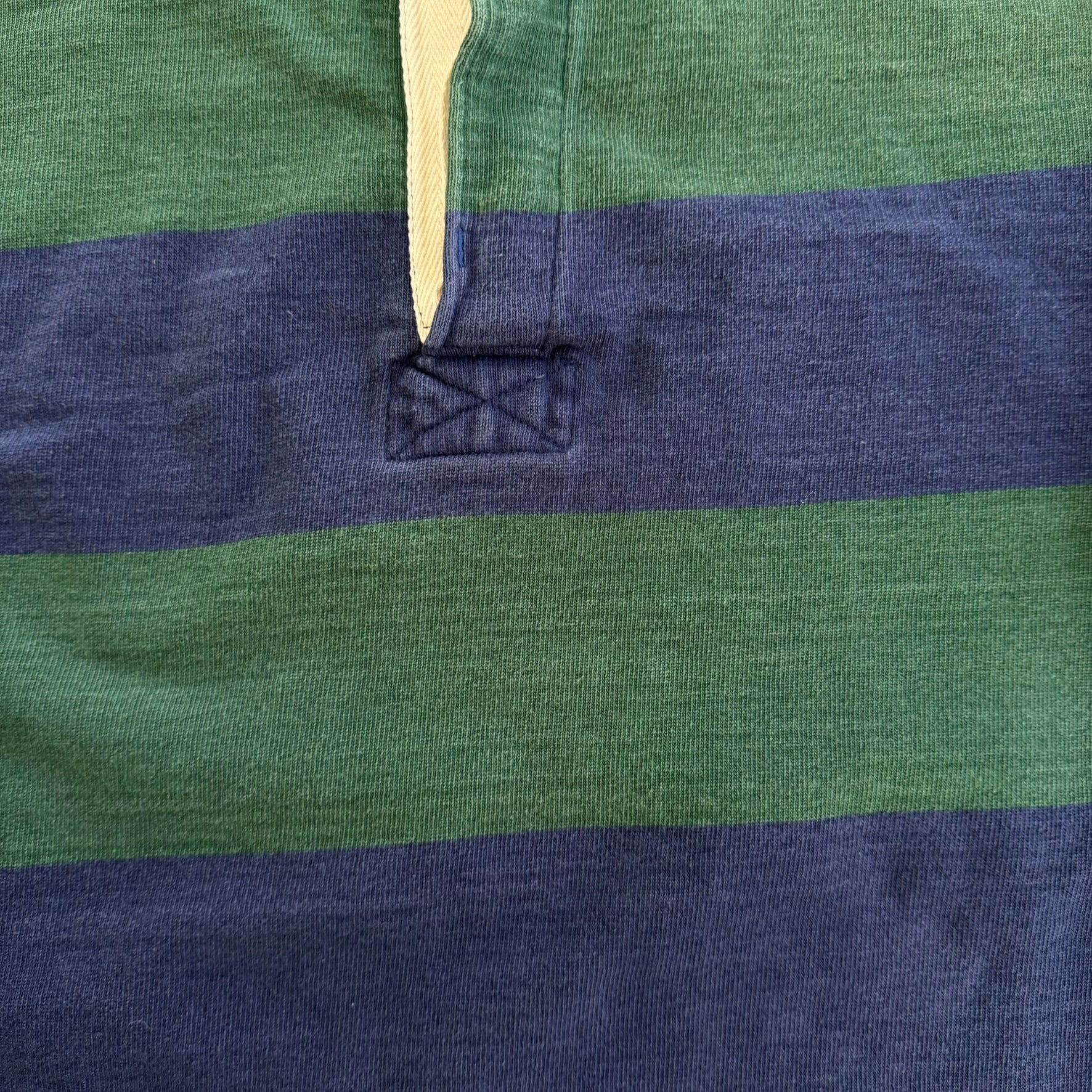 J- Vintage Barbarian Rugbywear Navy/Green Long Sleeve Rugby Shirt - M