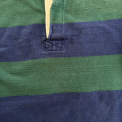 J- Vintage Barbarian Rugbywear Navy/Green Long Sleeve Rugby Shirt - M