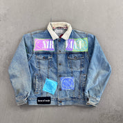 F- HOM Nirvana/Pink Floyd Corduroy Collar Reworked Custom Denim Jackets