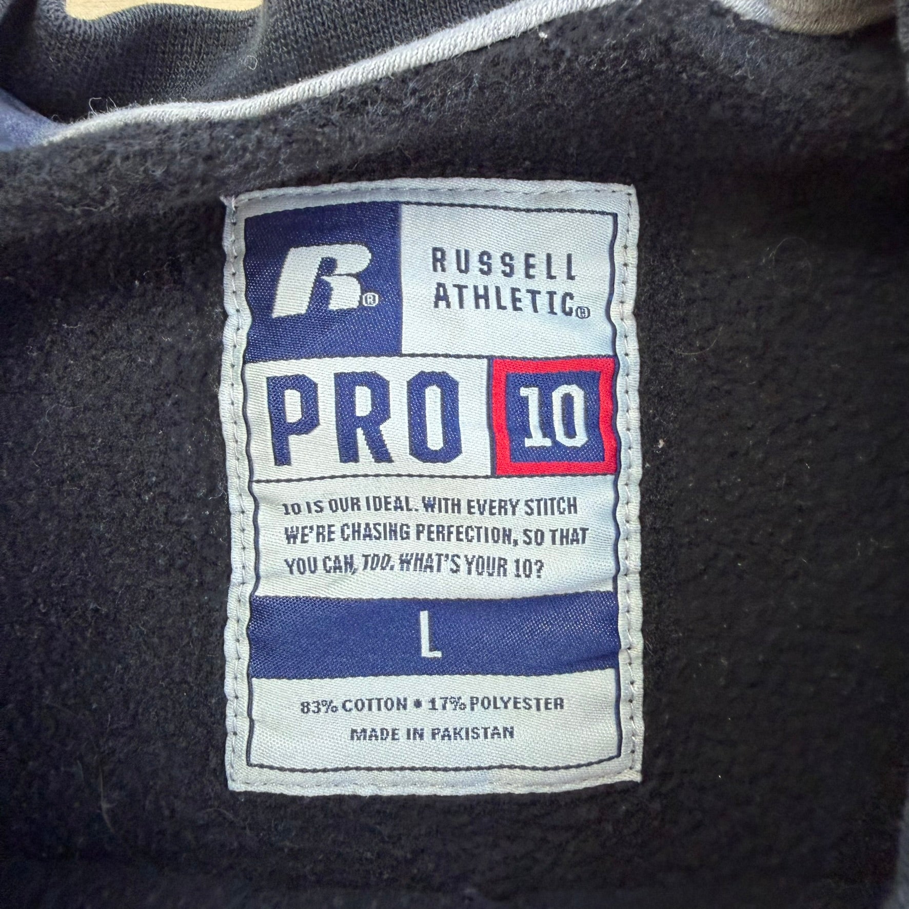 J- Vintage Bloomberg University Embroidered Text Russell Athletic Crewneck - L