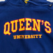 J- Vintage Queens University Embroidered Logo Hoodie - L