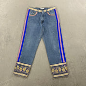 F- HOM Hand Beaded Levi's 550 Reworked Custom Jeans