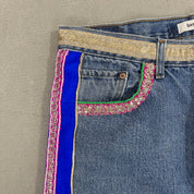 F- HOM Hand Beaded Levi's 550 Reworked Custom Jeans