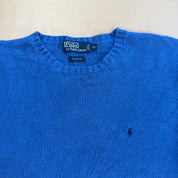 J- Vintage Polo RL Embroidered Logo Blue Knit Sweater - XL