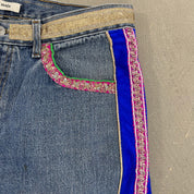 F- HOM Hand Beaded Levi's 550 Reworked Custom Jeans