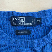 J- Vintage Polo RL Embroidered Logo Blue Knit Sweater - XL