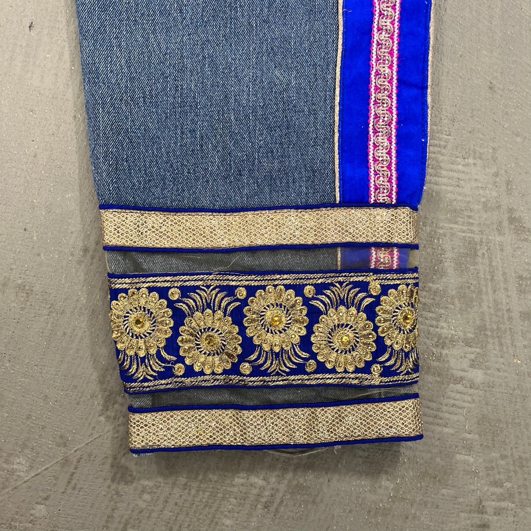 F- HOM Hand Beaded Levi's 550 Reworked Custom Jeans