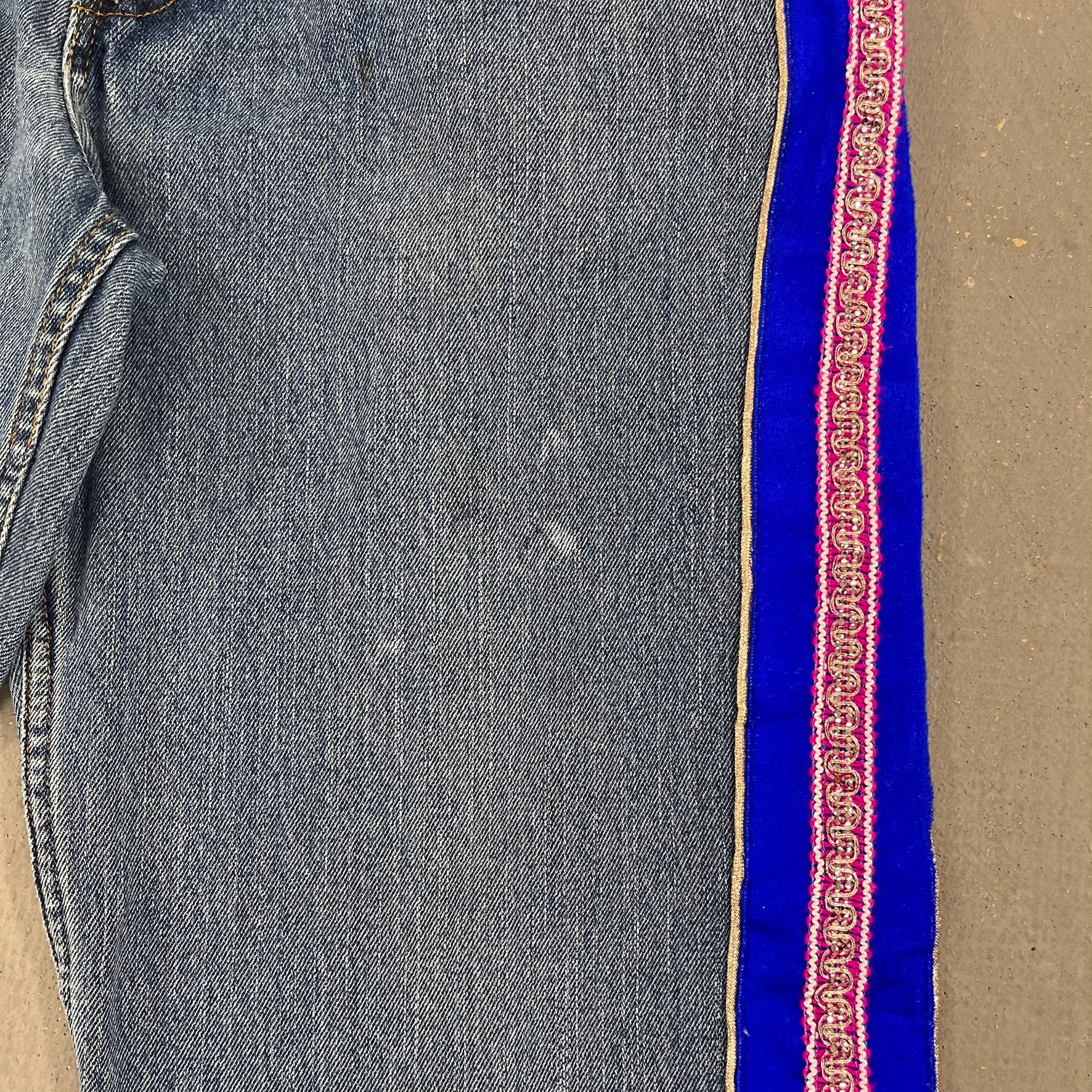 F- HOM Hand Beaded Levi's 550 Reworked Custom Jeans