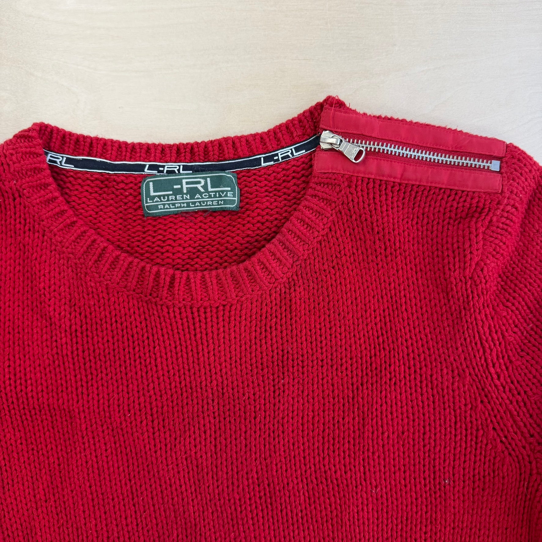 J- Vintage Women's Ralph Lauren L-RL Active Red Knit Sweater - Women's M