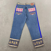 F- HOM Hand Beaded Levi's 550 Reworked Custom Jeans