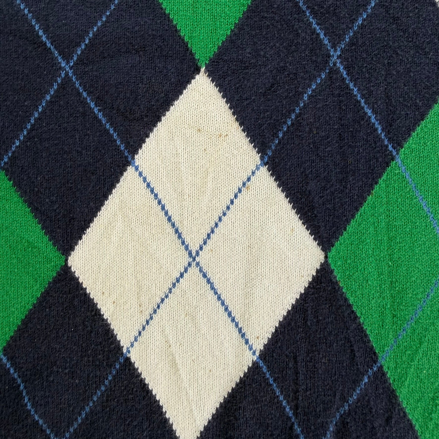 J- Vintage Tommy Hilfiger Embroidered Logo Diamond Pattern Sweater - M