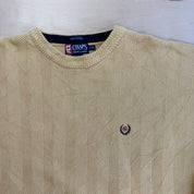 J- Vintage Chaps RL Embroidered Logo Yellow Knit Sweater - L