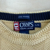 J- Vintage Chaps RL Embroidered Logo Yellow Knit Sweater - L