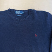 J- Vintage Polo RL Embroidered Logo Navy Knit Sweater - L