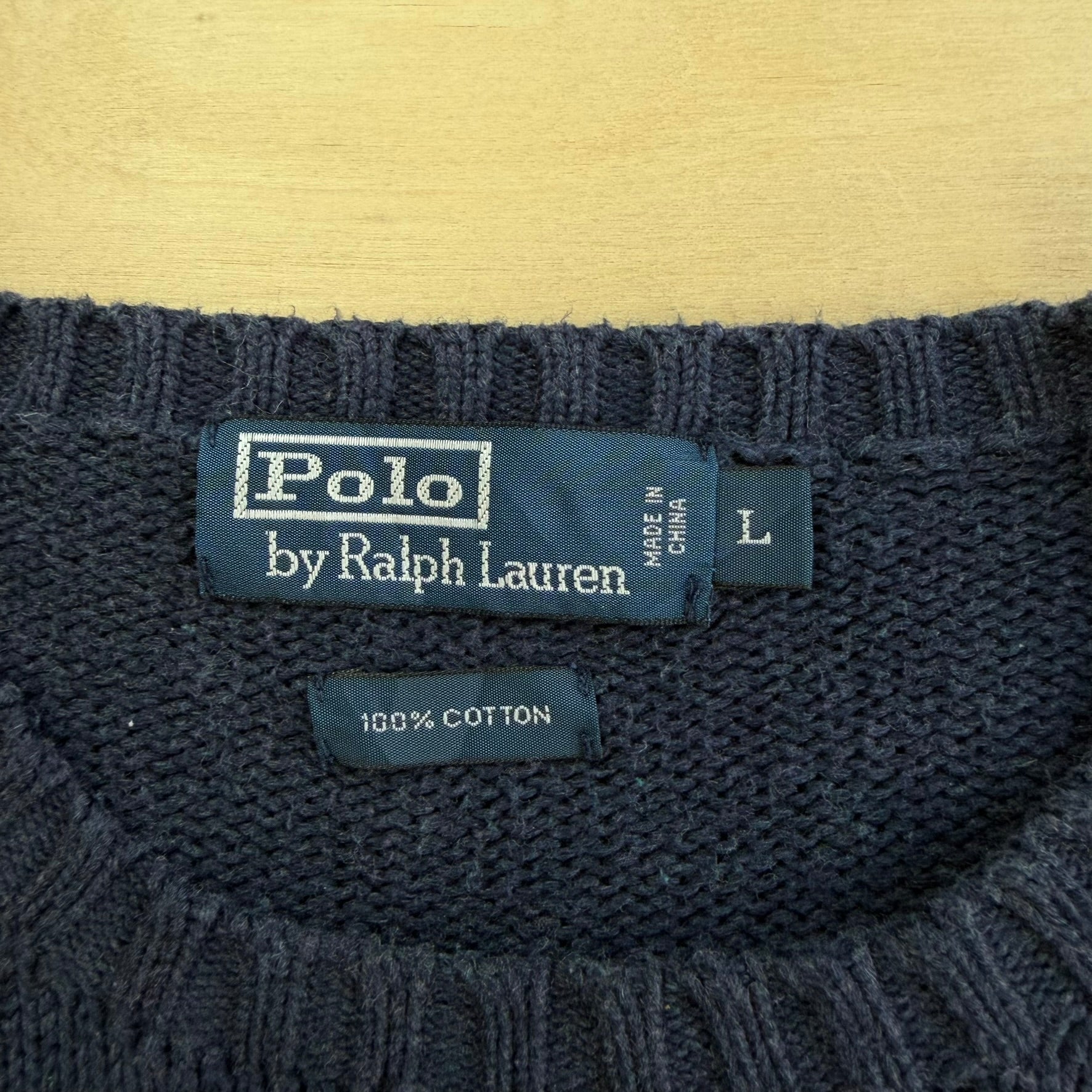 J- Vintage Polo RL Embroidered Logo Navy Knit Sweater - L