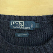 J- Vintage Polo RL Embroidered Logo Navy Knit Sweater - L