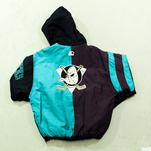 D- Vintage Anaheim Ducks NHL Starter Anorak Winter Jacket