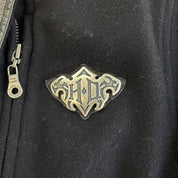 J- Vintage Harley Davidson Metal Patch Logo Women's Leather Jacket - S