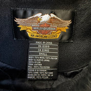 J- Vintage Harley Davidson Metal Patch Logo Women's Leather Jacket - S