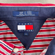F- Vintage Tommy Hilfiger Navy/Red Striped Button Down Shirt