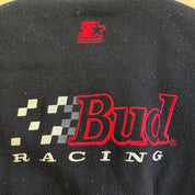 J- Vintage Nascar Bud Racing Starter Embroidered Text & Logo Varsity Jacket - XL