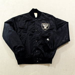 D- Vintage Los Angeles Raiders NFL Starter Satin Bomber Jacket