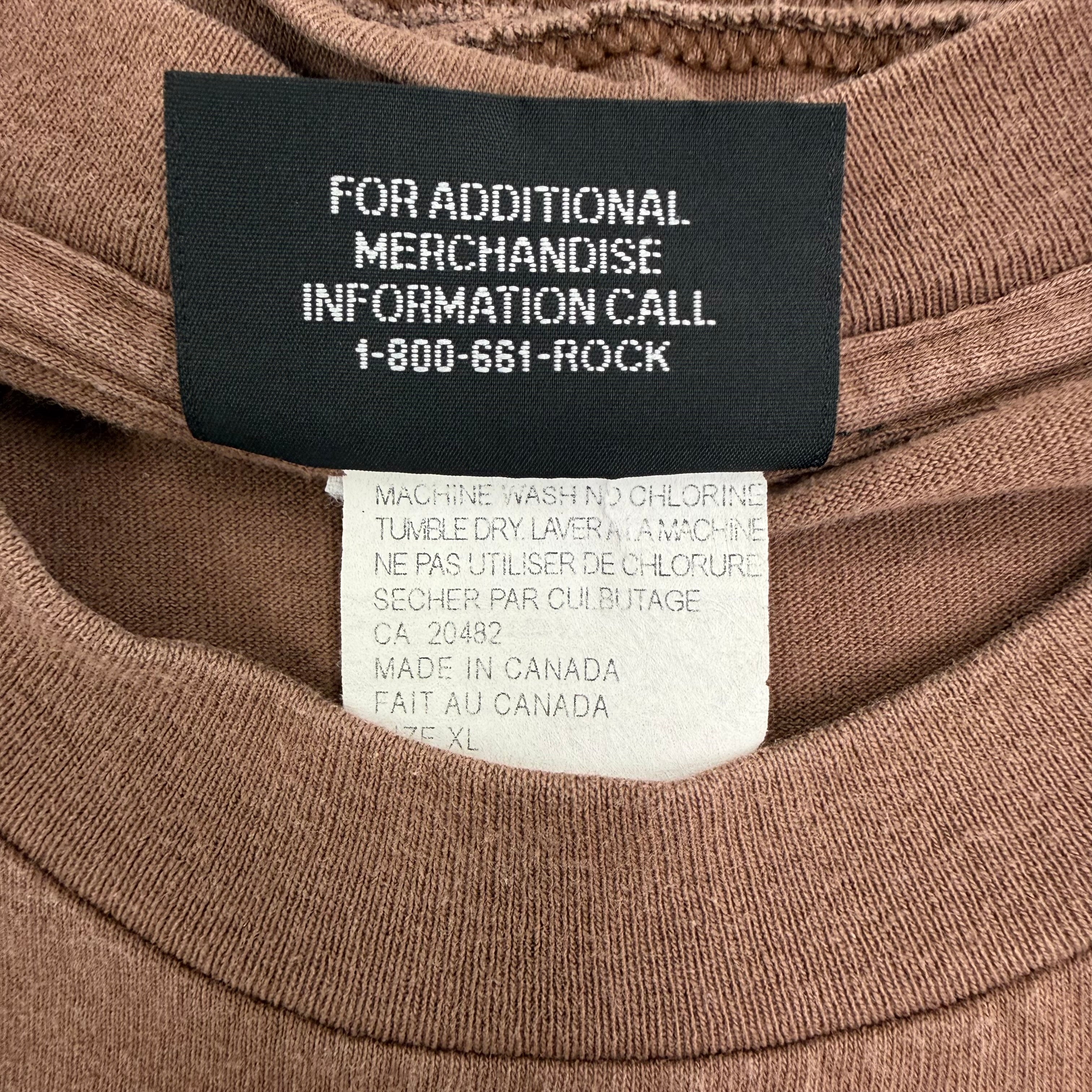 J- Vintage 90s Tool Mocha Brown Dictionary Spiral Text Made In Canada Artimonde Tag Tee - XL