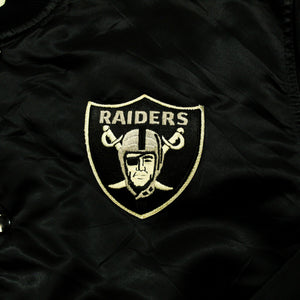 D- Vintage Los Angeles Raiders NFL Starter Satin Bomber Jacket