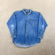 F- Vintage Chaps Ralph Lauren Denim Button Down Shirt