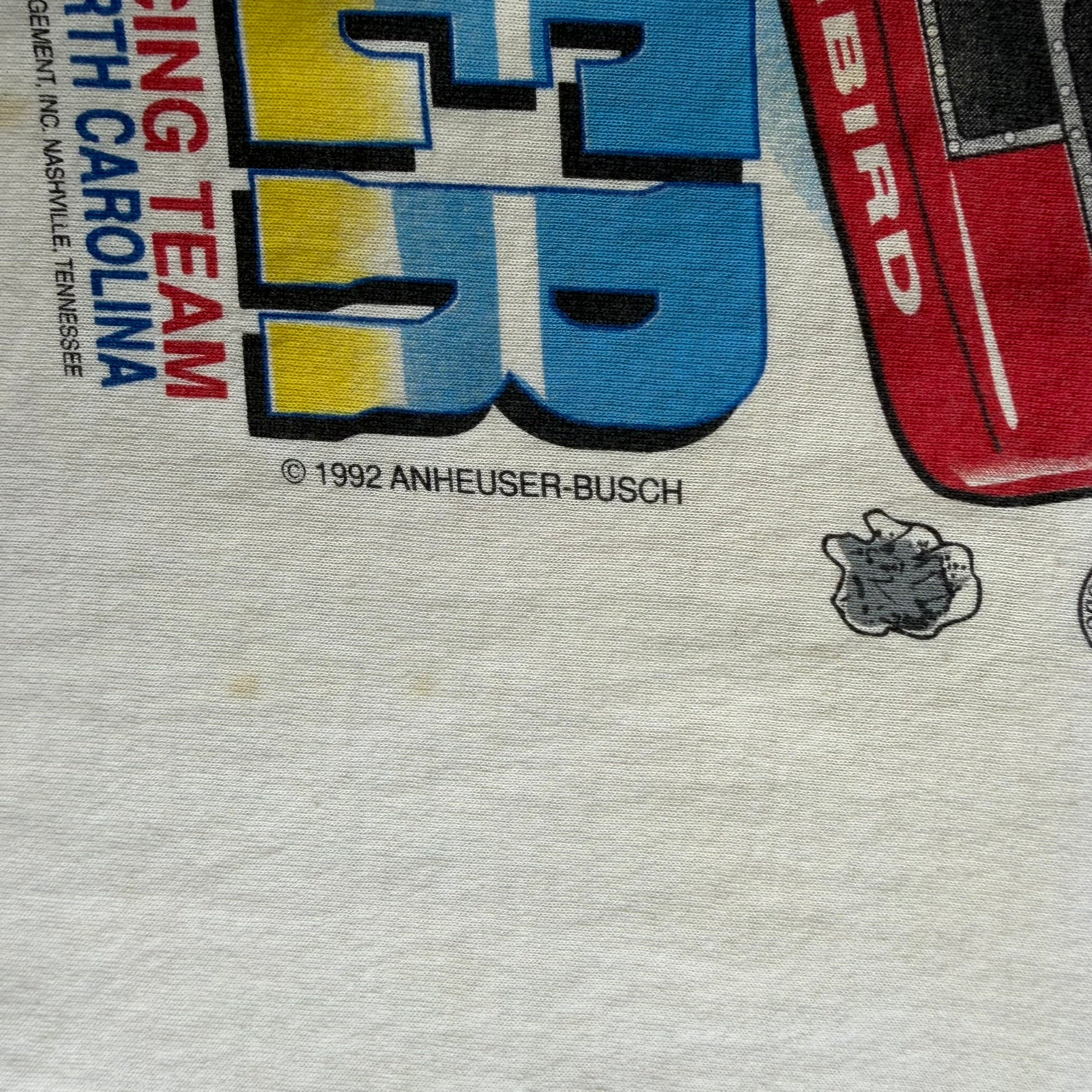 J- Vintage '92 Nascar Budweiser Racing Team Rock Tamer Made In USA  Single Stitch Tee - XL