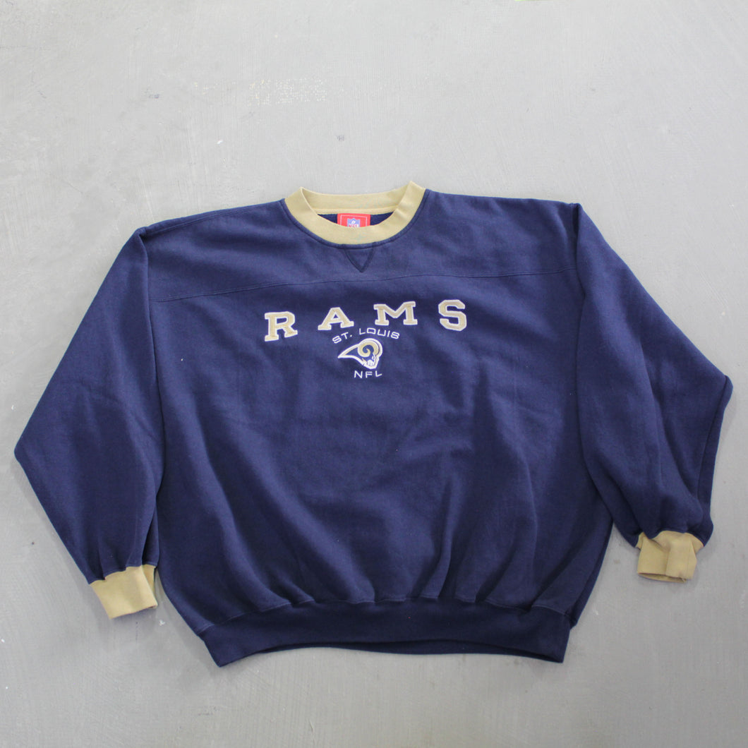 D- Vintage St Louis Ram NFL Embroidered Logo & Text Crewneck