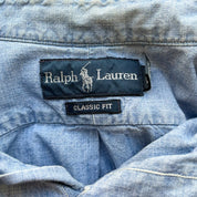 F- Vintage Polo Ralph Lauren Denim Style Button Down Shirt