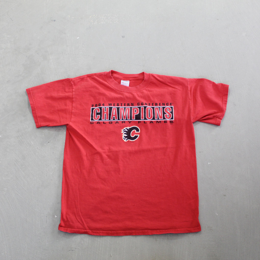 D- Vintage 2004 Calgary Flames NHL Western Conference Champs Tee