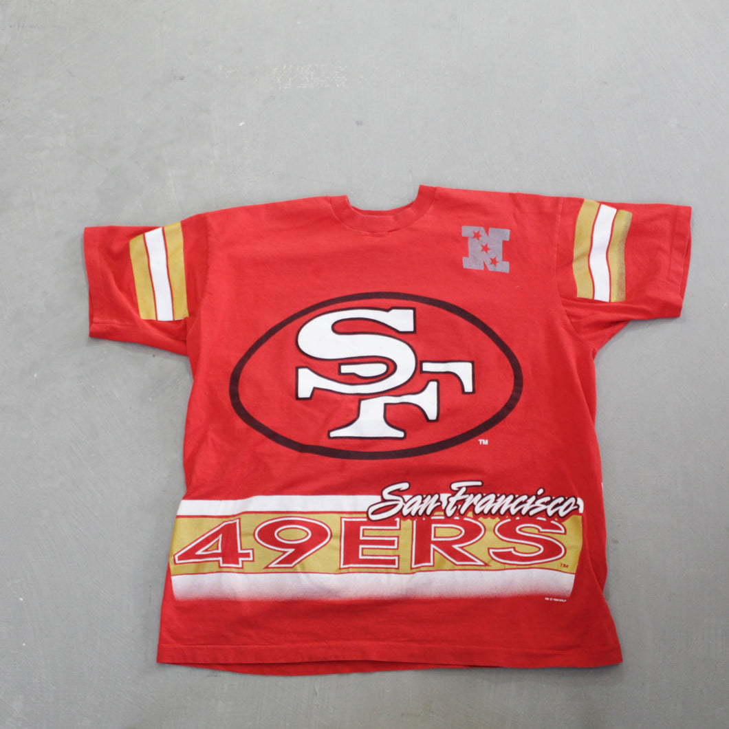 D- Vintage San Francisco 49ers NFL Salem Jumbo Print Logo & Text Tee