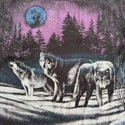 J- Vintage Wolves In Forest All Over Print Hanes Tag Tee - L