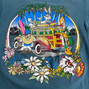 J- Vintage '94 Looney Tunes Bugs Bunny Daffy & Taz Vacation Graphic Made In USA Tee - L